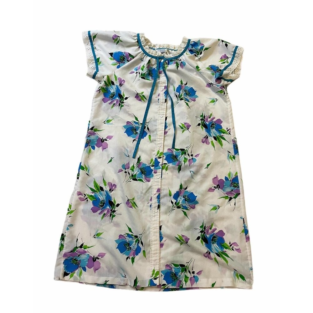 1980s Lightweight Floral Duster Housecoat Robe - image 1